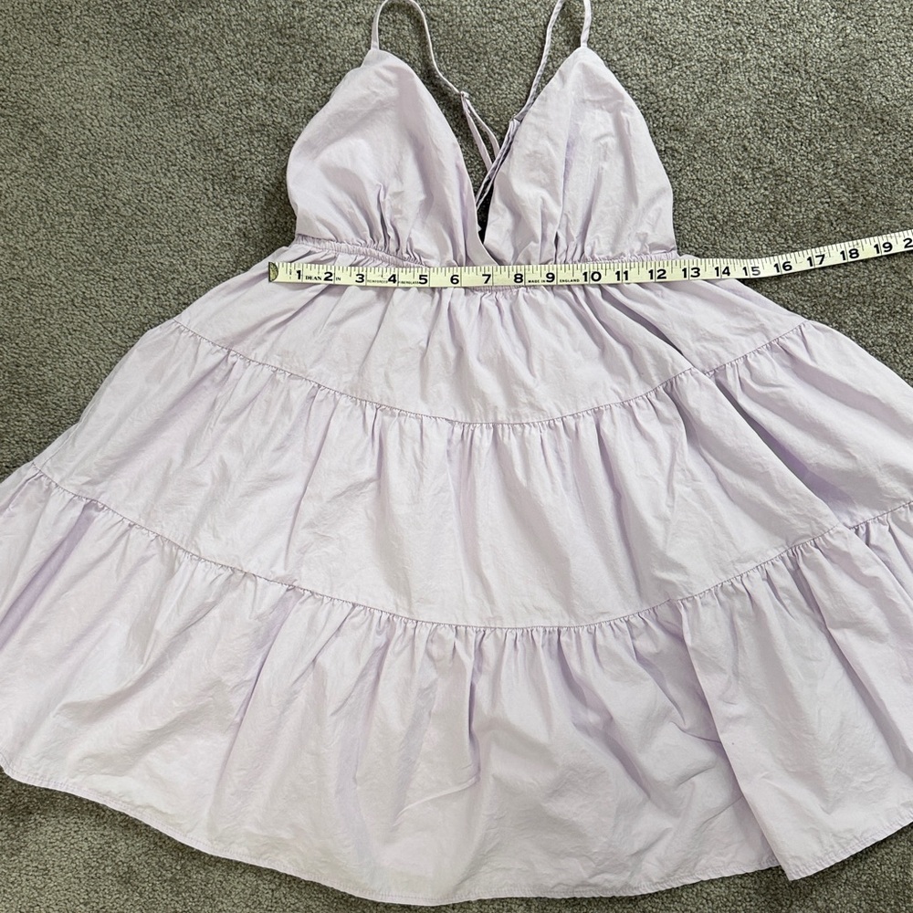 Princess Polly Lilac Tiered Mini Dress V-Neck SZ 10 - Picture 7 of 9